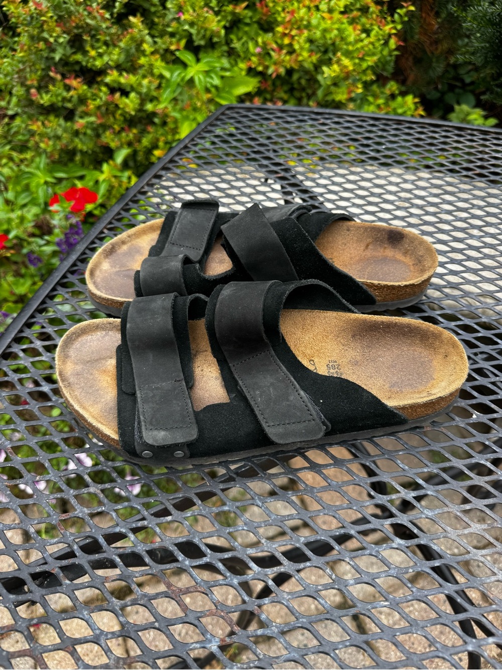 Birkenstock Men’s Black Double-Strap Suede Slide Sandals EU 44 US 11